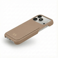 Beige Card Holder Leather iPhone Case - Snap Bands