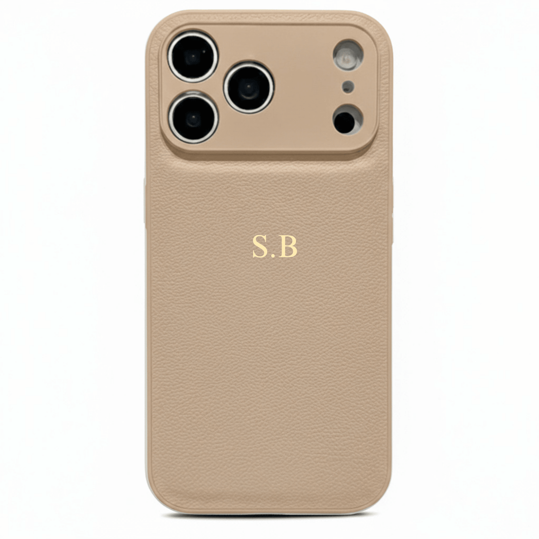 Beige Leather iPhone Case - Snap Bands