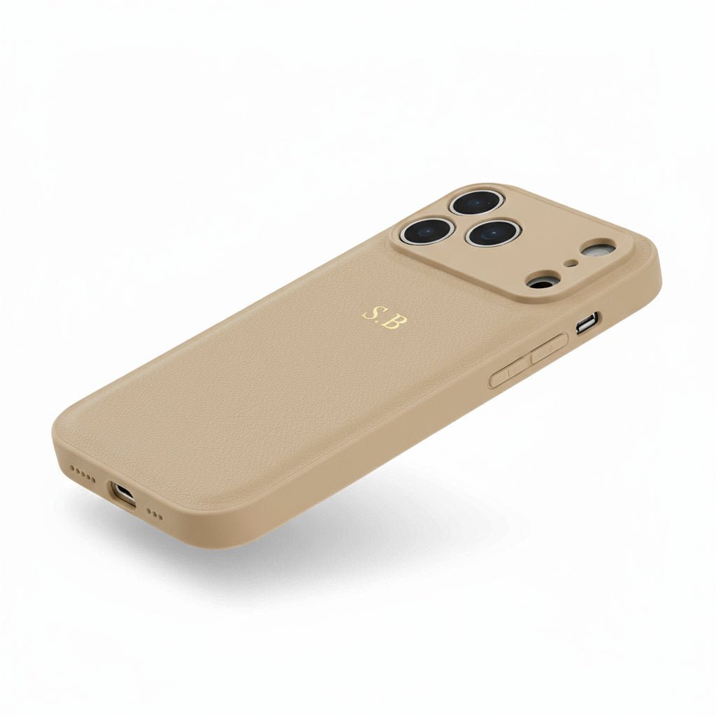 Beige Leather iPhone Case - Snap Bands