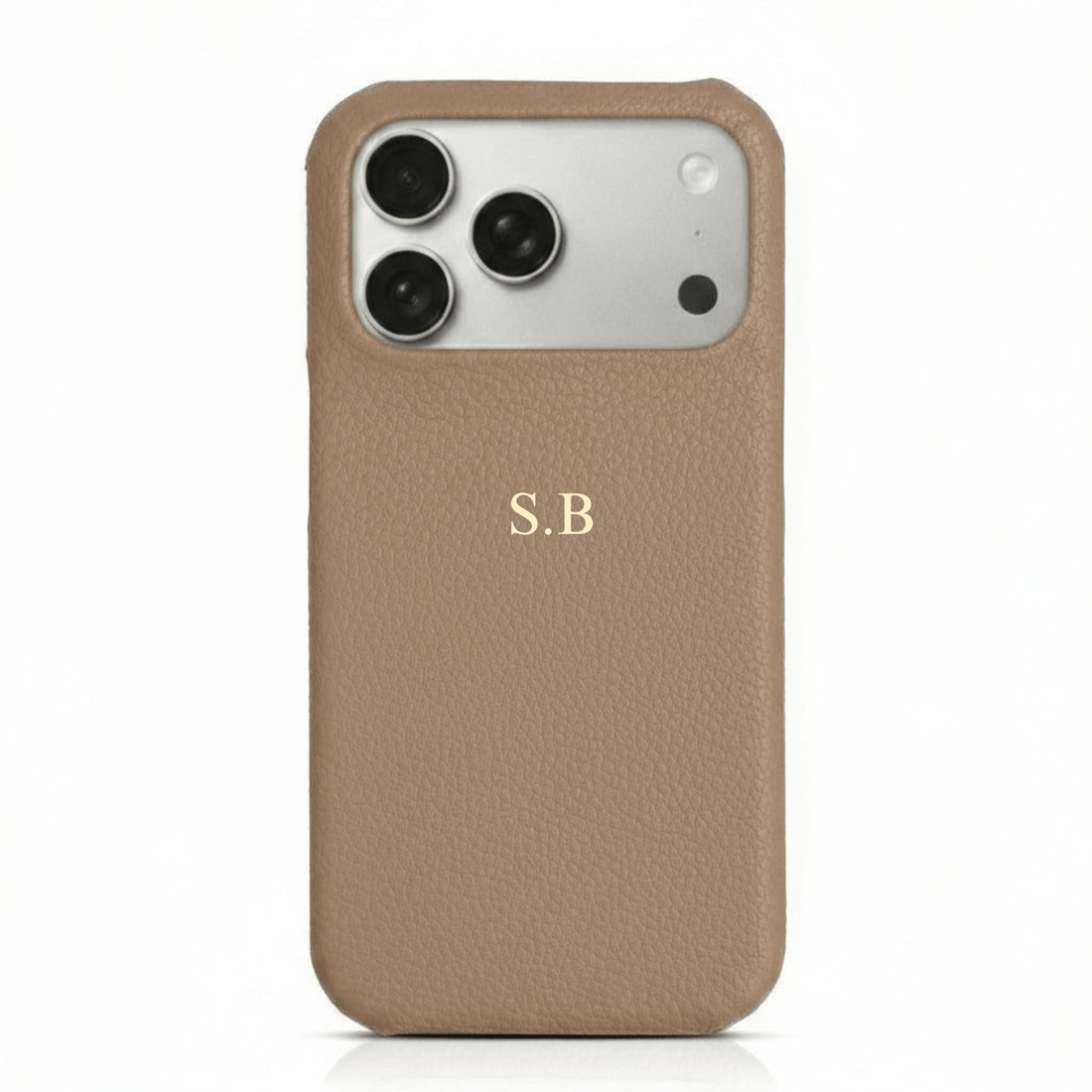 Beige Pebble Leather iPhone Case - Snap Bands