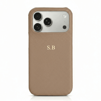 Beige Pebble Leather iPhone Case - Snap Bands