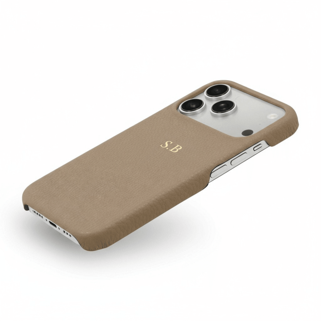 Beige Pebble Leather iPhone Case - Snap Bands