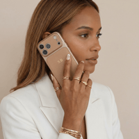 Beige Personalized iPhone Case With Leather - Snap Bands