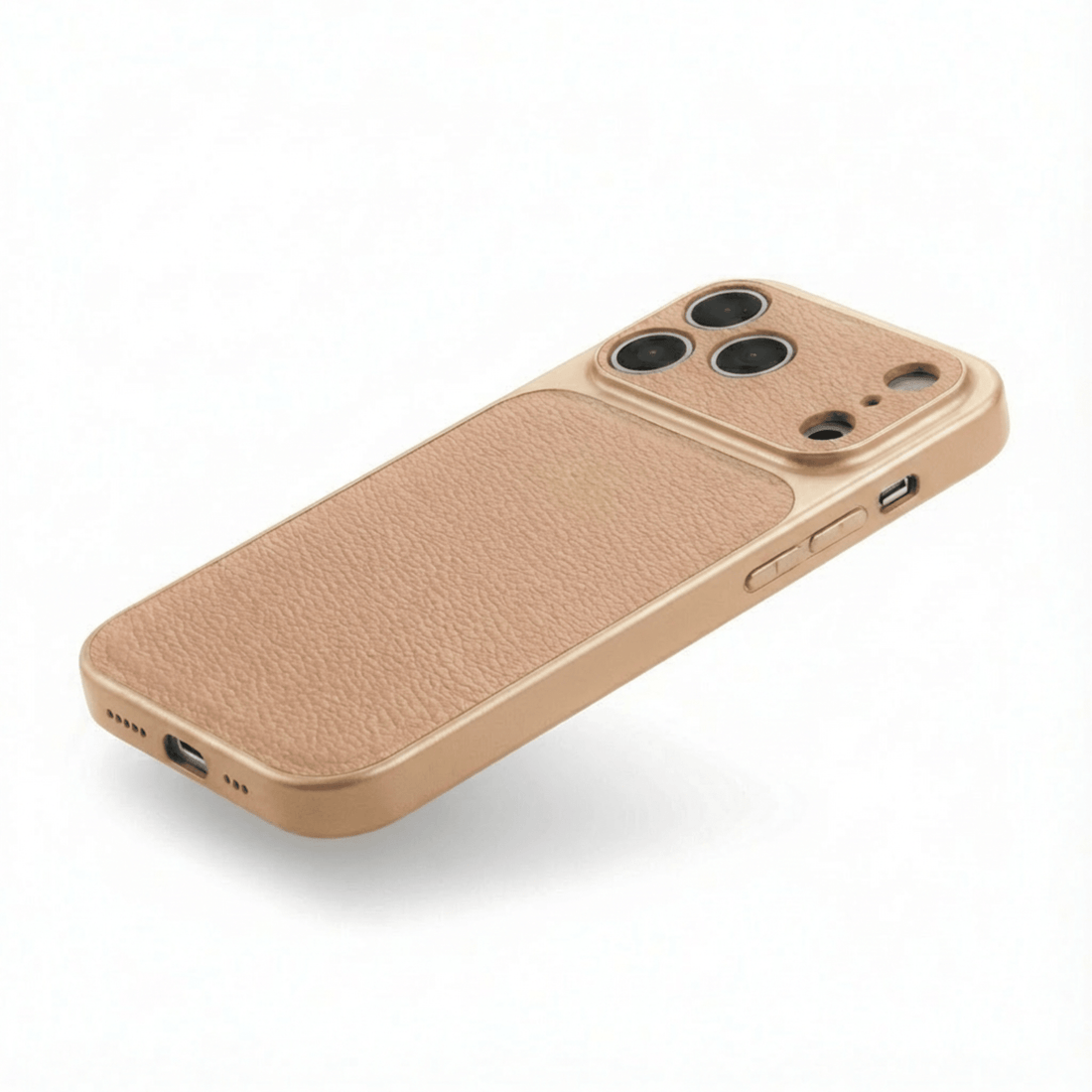 Beige Personalized iPhone Case With Leather - Snap Bands