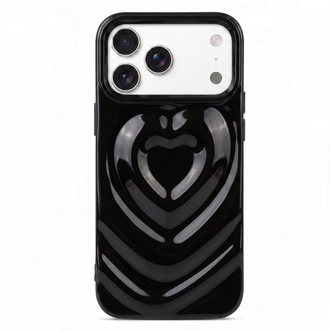 Black 3D Heart Design iPhone Case - #Snap Bands#