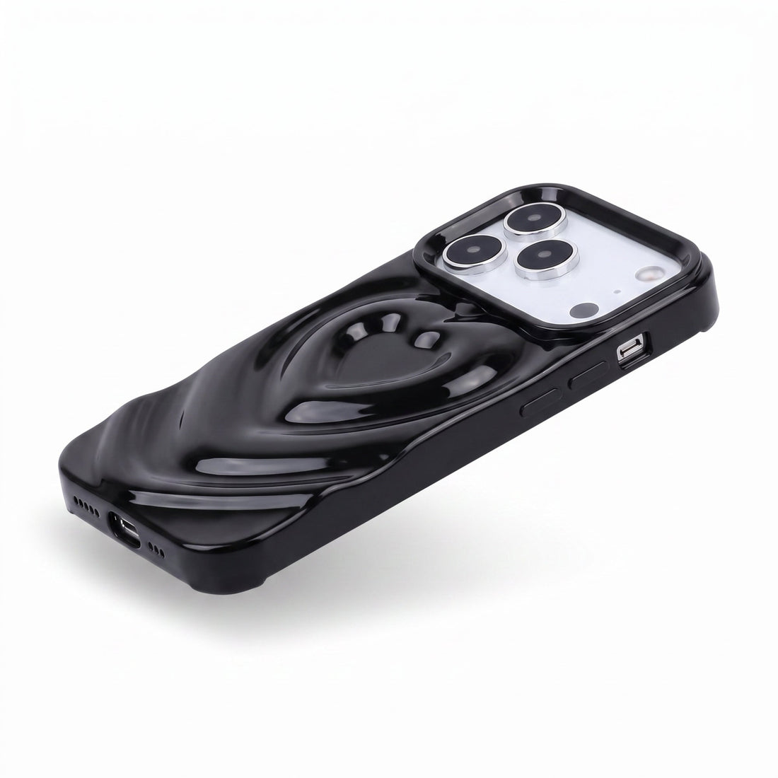 Black 3D Heart Design iPhone Case - #Snap Bands#