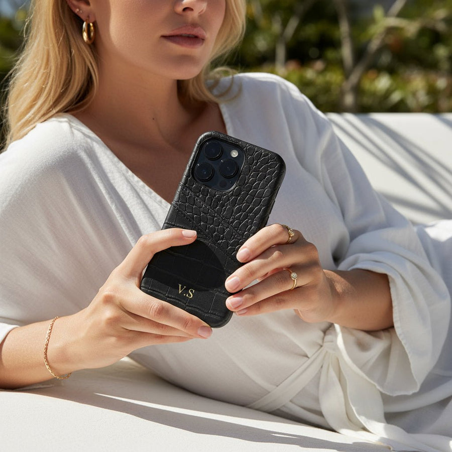 Black Crocodile iPhone Case - Snap Bands