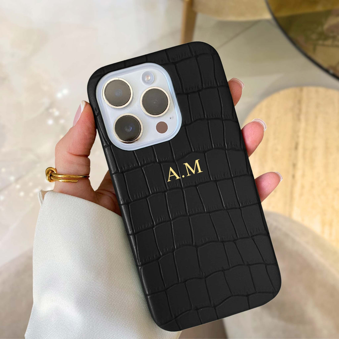 Black Crocodile Texture Personalized Leather iPhone Case Black Crocodile Texture Personalized Leather iPhone Case
