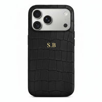 Black Crocodile Texture Personalized Leather iPhone Case - Snap Bands