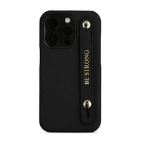 Black Elegant Textured Leather iPhone Case with Metal Accents - #Snap Bands#