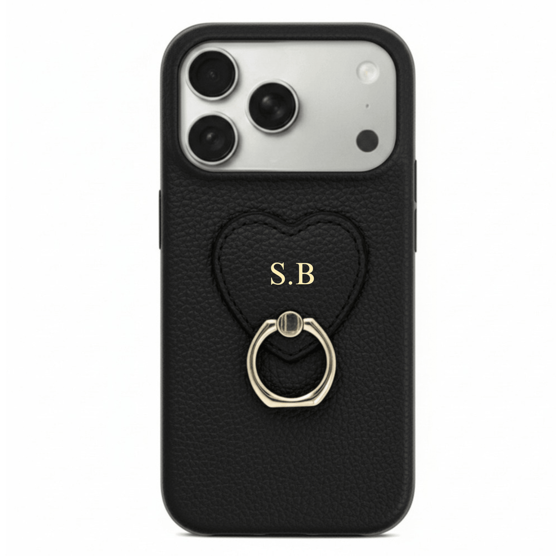 Black Heart Ring Leather iPhone Case - Snap Bands