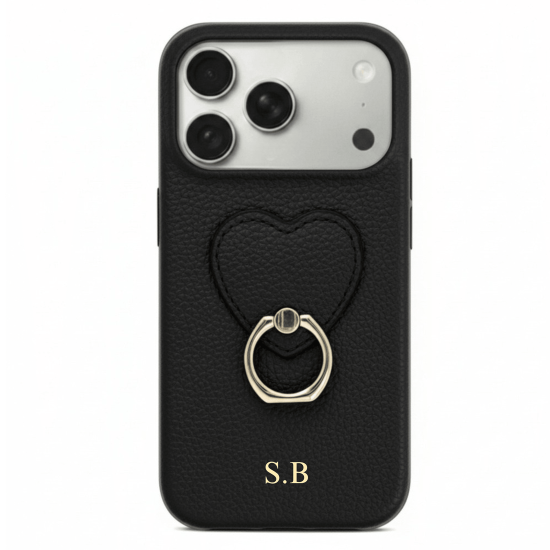 Black Heart Ring Leather iPhone Case - Snap Bands