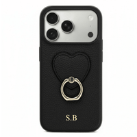 Black Heart Ring Leather iPhone Case - Snap Bands