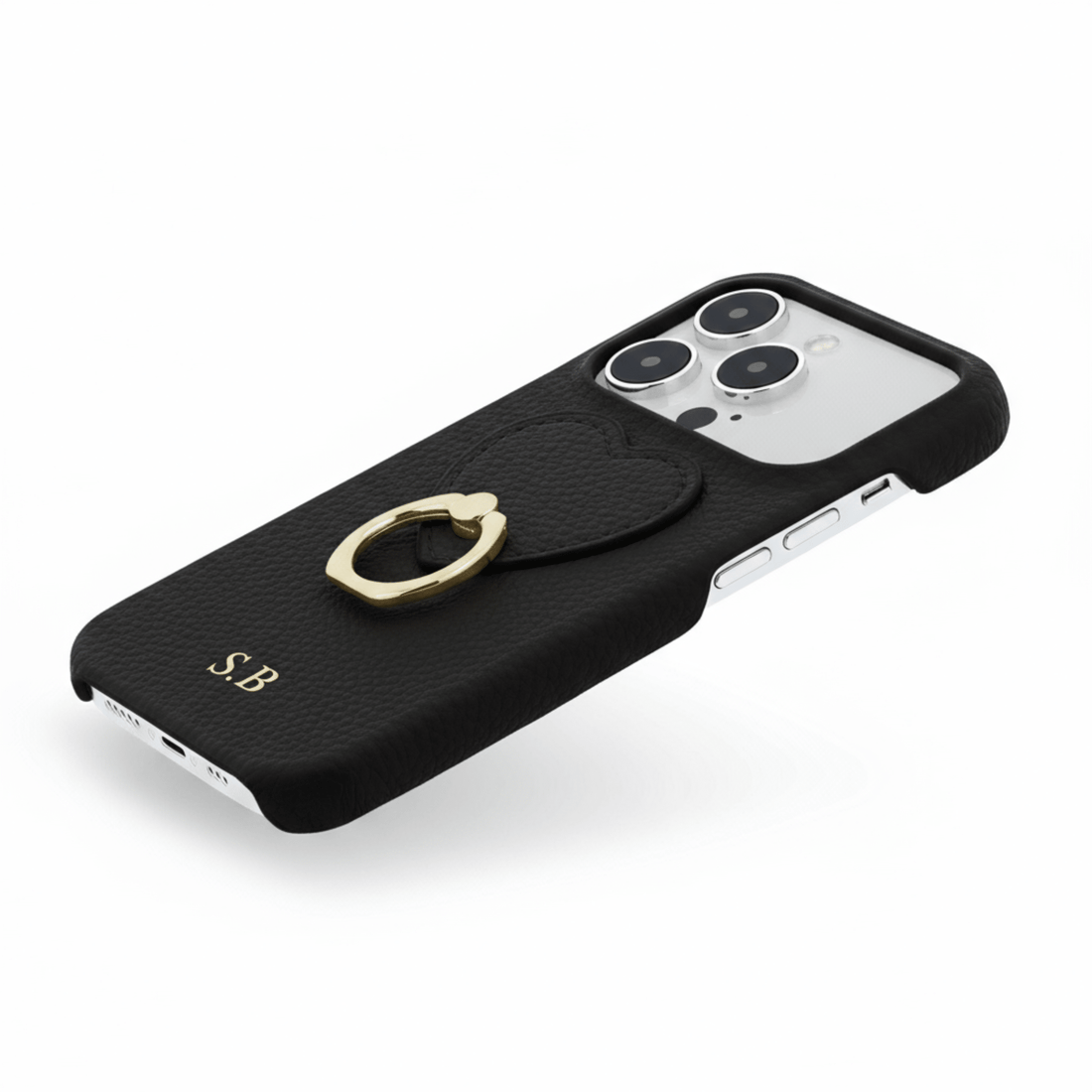 Black Heart Ring Leather iPhone Case - Snap Bands