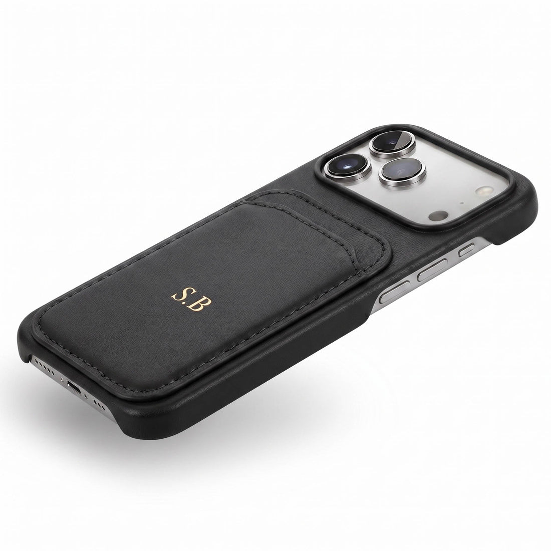 Black iPhone Case with Card Holder - Snap Bands