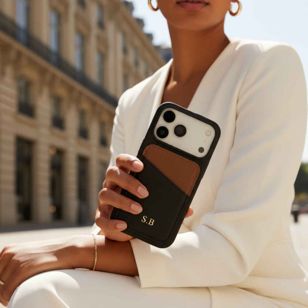 Black iPhone Case with Card Holder Two Colors - Snap Bands