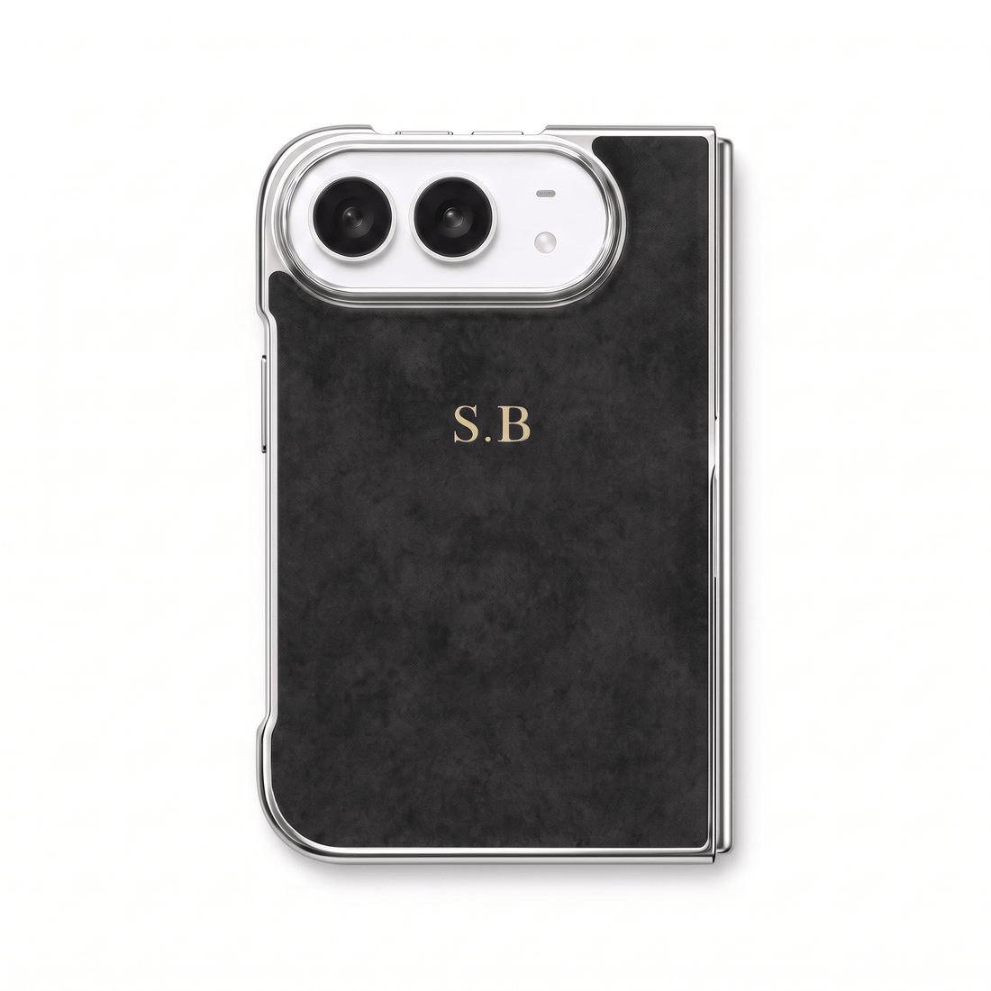 Black Lambskin Leather Custom iPhone Duo Case - #Snap Bands#