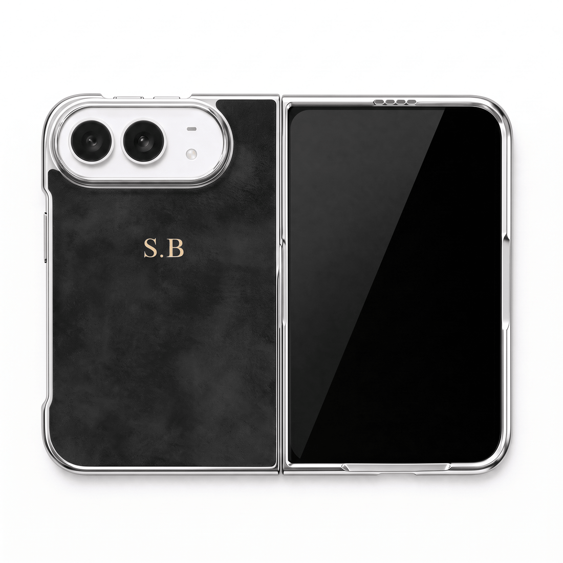 Black Lambskin Leather Custom iPhone Duo Case - #Snap Bands#