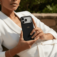 Black Leather iPhone Case - Snap Bands