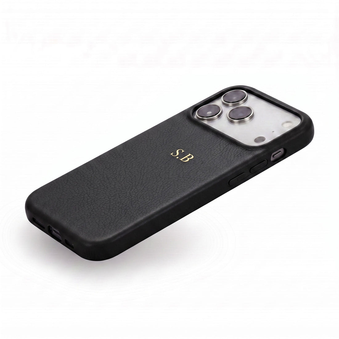 Black Leather iPhone Case - Snap Bands