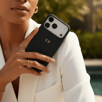 Black Leather iPhone Case - Snap Bands