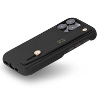 Black Leather iPhone Case with Strap - Snap Bands