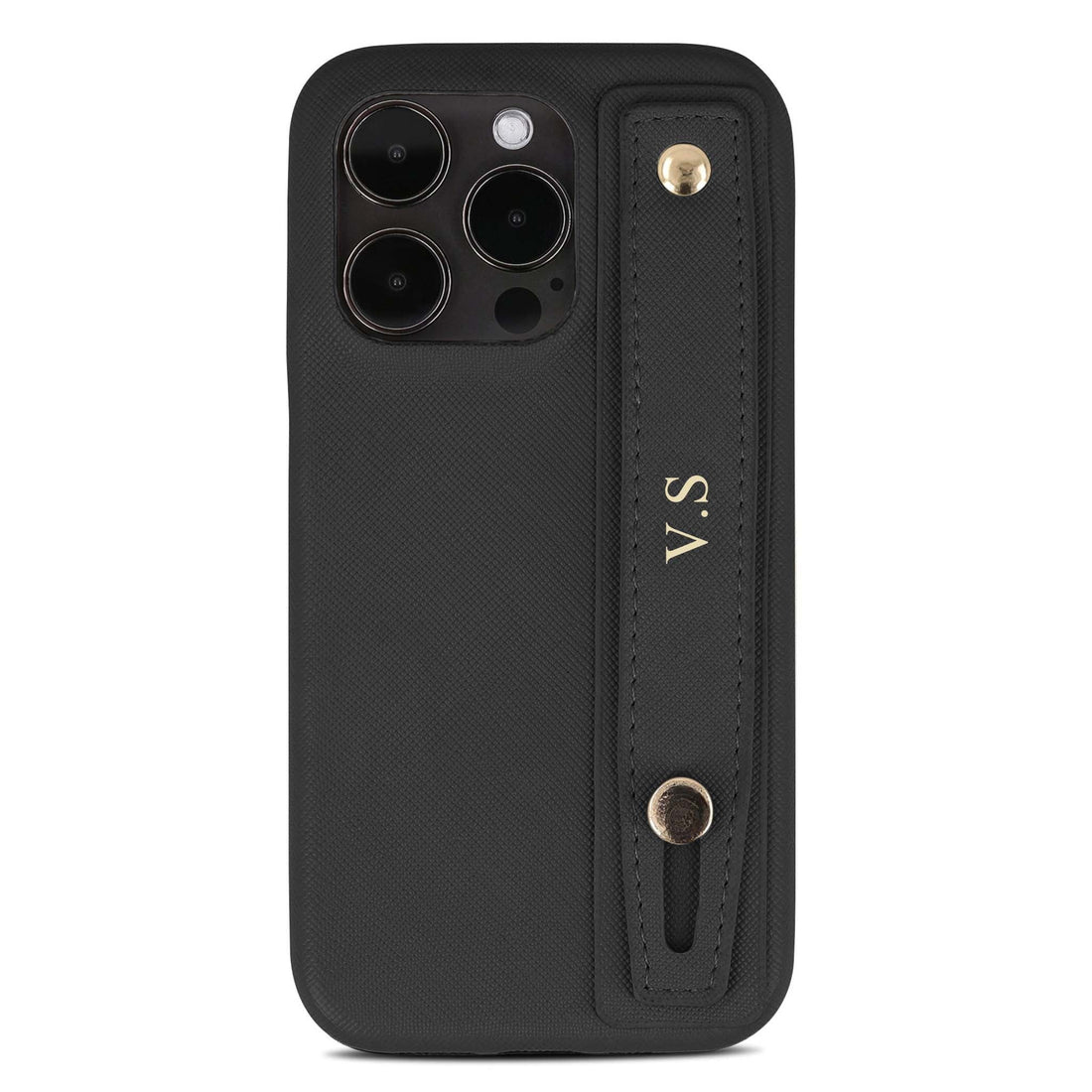 Black Leather iPhone Case with Strap - Snap Bands