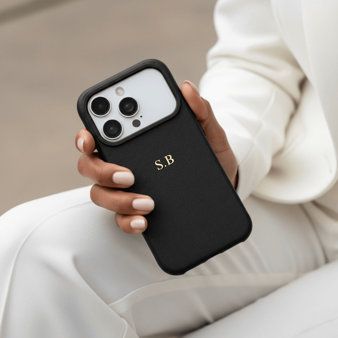 Black Magnetic Leather iPhone Case - Snap Bands