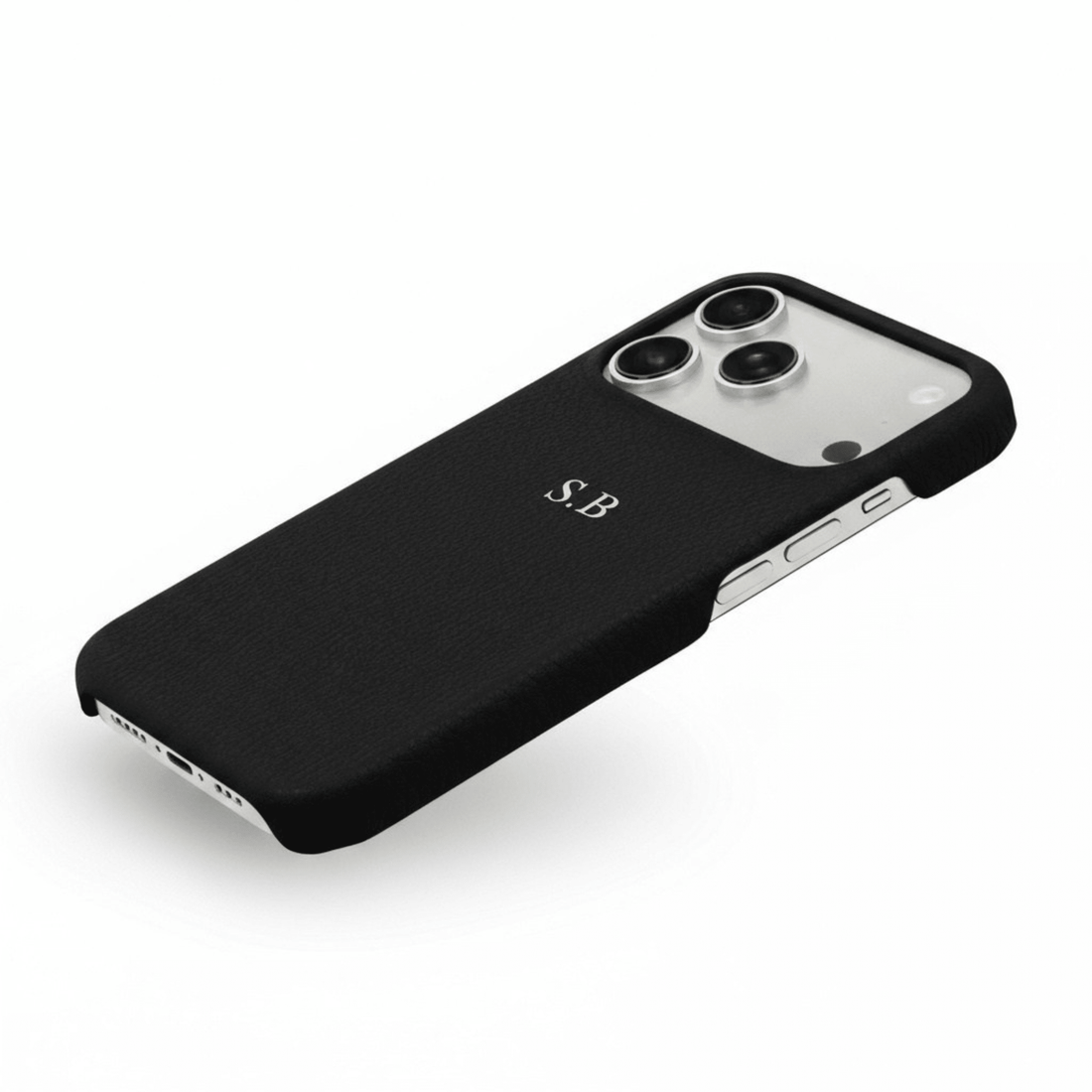 Black Pebble Leather iPhone Case - Snap Bands