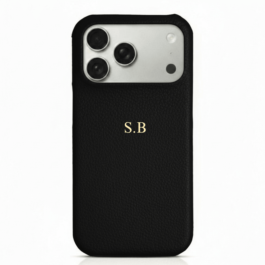 Black Pebble Leather iPhone Case - Snap Bands