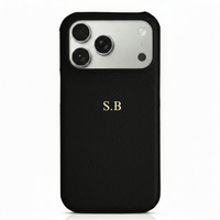 Black Pebble Leather iPhone Case - Snap Bands