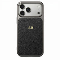 Black Personalized iPhone Case With Leather - Snap Bands