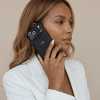 Black Personalized iPhone Case With Leather - Snap Bands