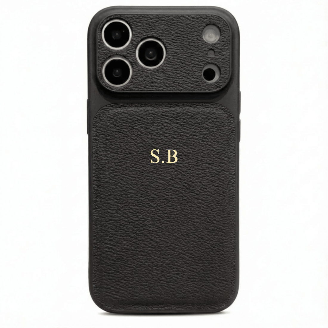 Black Personalized iPhone Case With Leather - Snap Bands