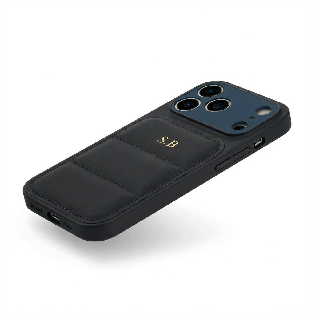 Black Personalized iPhone Leather Case - Snap Bands