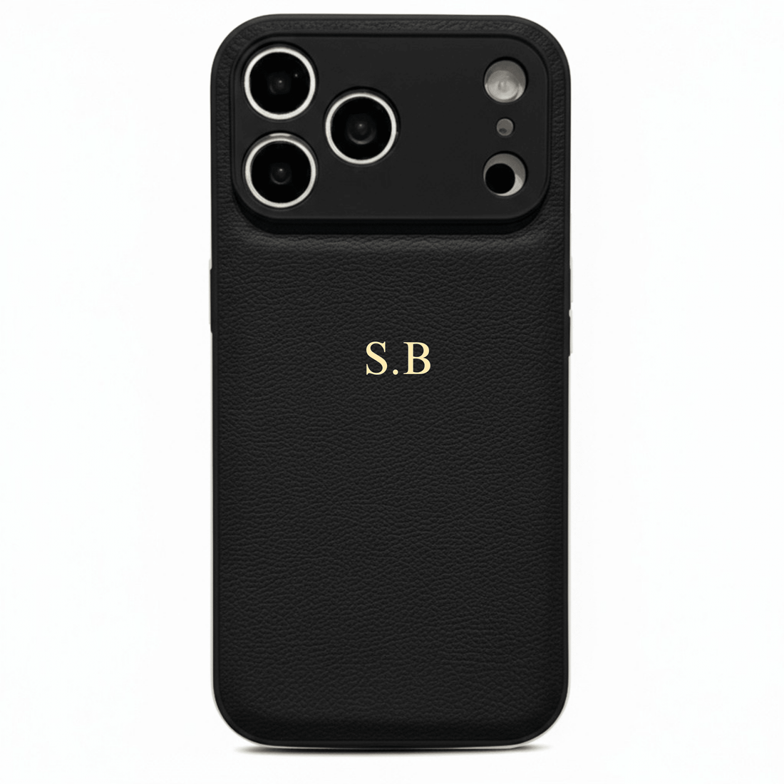 Black Personalized Leather iPhone Case - Snap Bands