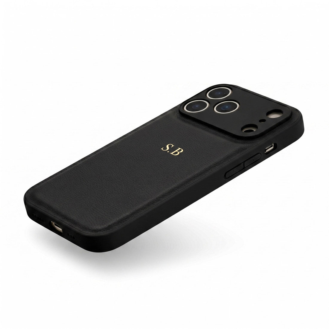 Black Personalized Leather iPhone Case - Snap Bands