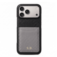 Black Personalized Leather iPhone Case with Card Holder - #Snap Bands#