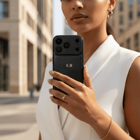 Black Personalized Monogram Leather iPhone Case - Snap Bands