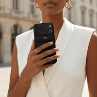 Black Puffer Leather iPhone Case - Snap Bands