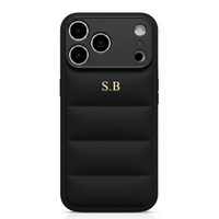 Black Puffer Leather iPhone Case - Snap Bands