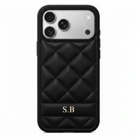 Black Stitched Leather iPhone Case - Snap Bands