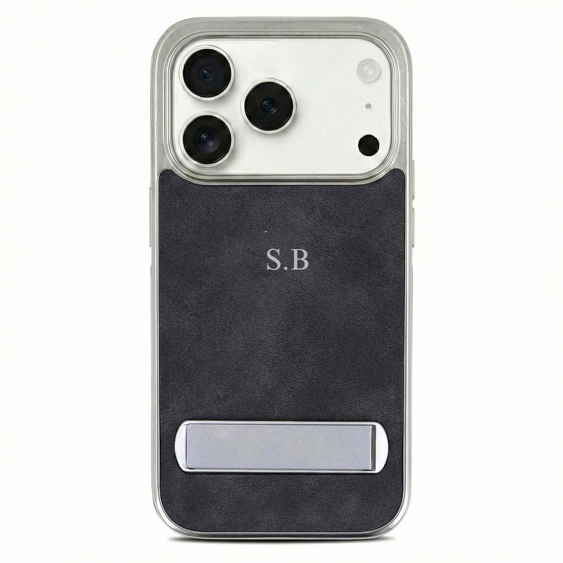 Black Suede iPhone Case With Stand - Snap Bands