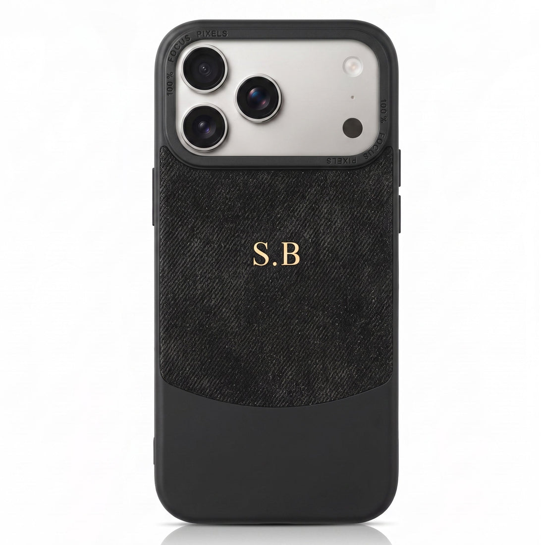Black Two-Tone Monogrammed Leather iPhone Case - #Snap Bands#