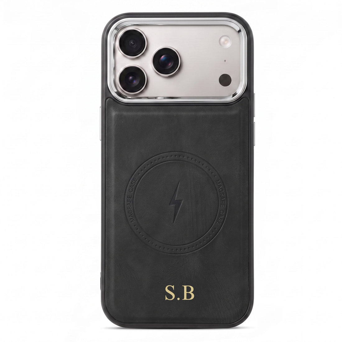 Black Wireless Charge Monogram Leather iPhone Case - #Snap Bands#