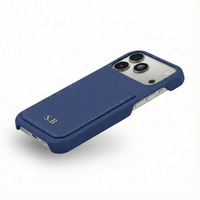 Blue Card Holder Leather iPhone Case - Snap Bands