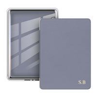 Blue Gray Leather Kindle Case - Snap Bands