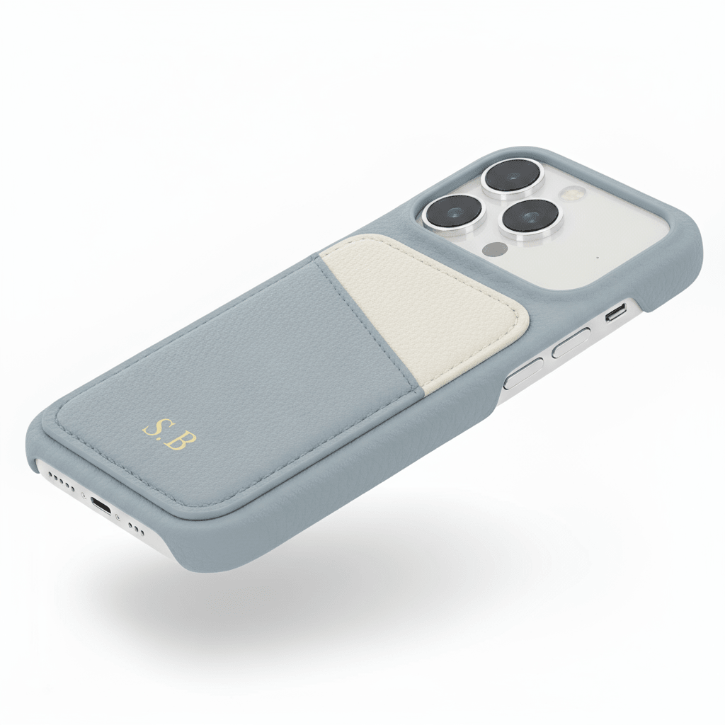 Blue iPhone Case with Card Holder Two Colors - Snap Bands