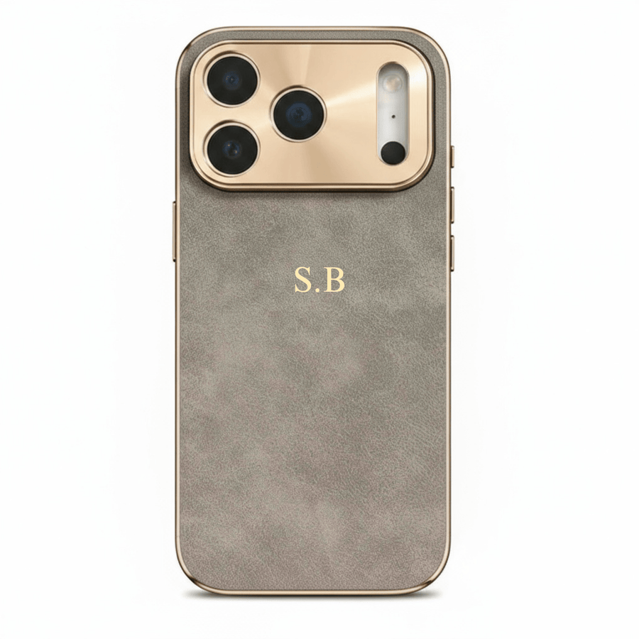Luxury Lambskin Leather Custom iPhone Case Gray