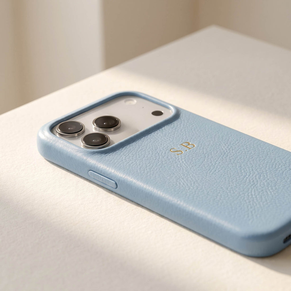 Blue Leather iPhone Case - Snap Bands